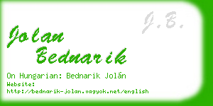 jolan bednarik business card